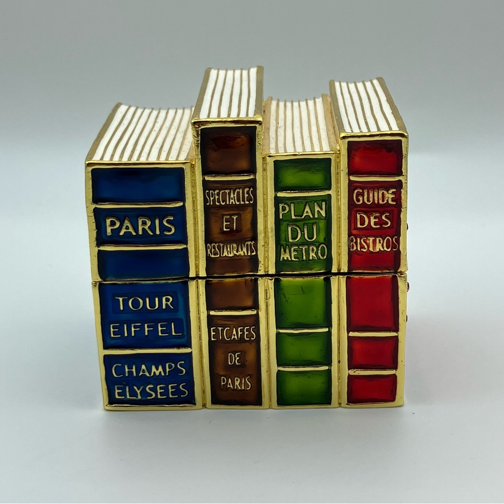 Paris French Books Jewelry Trinket Box